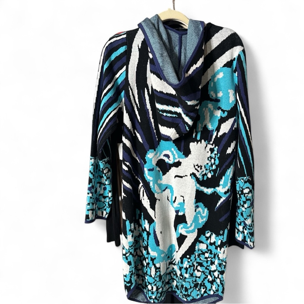 Baha East Long Cotton Knit Double Zip Sweater Cardigan Coat, Small, NWT